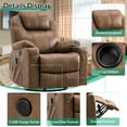 thumbnail image 2 of VIVIJASON Manual Massage Rocker Recliner Chair, 360° Swivel Glider Lounge Chair with Heat Ergonomic Home Theater Recliner Sofa with 2 Cup Holders, Side Pockets & USB Ports for Living Room, Brown, 2 of 6