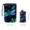 thumbnail image 5 of PhooArto Drawstring Cosmetic Bag, Barrel Shaped Portable Travel Makeup Bags, Neon Dragonfly Pattern Large Capacity Waterproof Multifunctional Bucket Toiletry Bag, 5 of 6