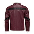 thumbnail image 5 of TFEOQRY Men's Faux Leather Jacket Stand Collar Zip Up Wing Pattern Biker Style Motorcycle Coat Fall Winter Top Red, 5 of 9