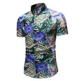 thumbnail image 3 of Pompotops Chemise Hawaïenne pour Homme à Manches Courtes de Plage à Col Montant Imprimée d'Été Décontractée à Boutons en Solde, 3 of 7