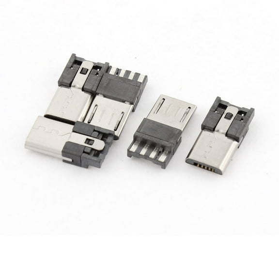 Unique Bargains 5 Pcs Micro USB B Type 5 Pin Male PCB Mount Jack Port Socket Replacement