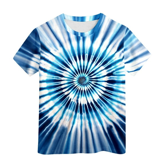 Boys Tshirts Kids Neon Tie Dye Shirt Boys Girls Tie Dye T Shirt Hippes Tshirt Senior Tee Boys' Tops, Tees Light Blue 3 Years-4 Years