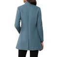 thumbnail image 4 of INSPIRE CHIC Women's Coat Mid Length Stand Collar Single Breasted Winter Outerwear Overcoat S Grey Blue, 4 of 7