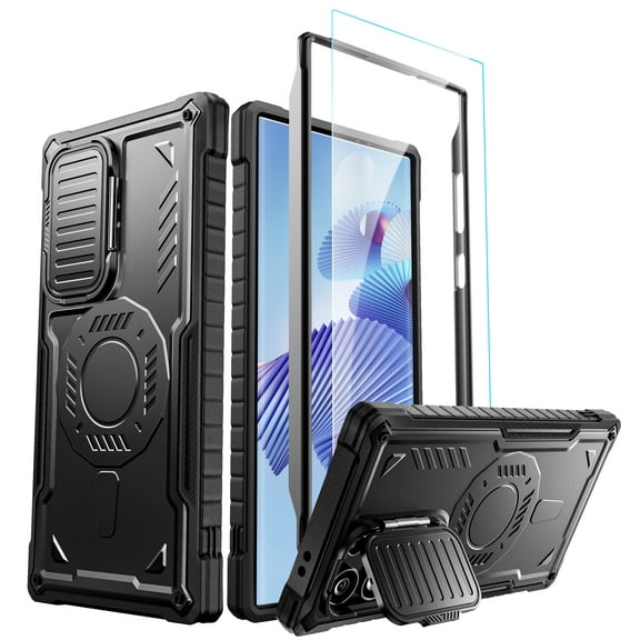 ExoGuard For Samsung Galaxy S24 Ultra Case, Phone Case with Screen Protector and Kickstand (Black)