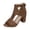 Brown, variant on Gladiator Sandals for Women Open Toe High Block Heeled Summer Booties Breathable Cutout Ankle Strap Back Zipper Ankle Boots Wine Size 6