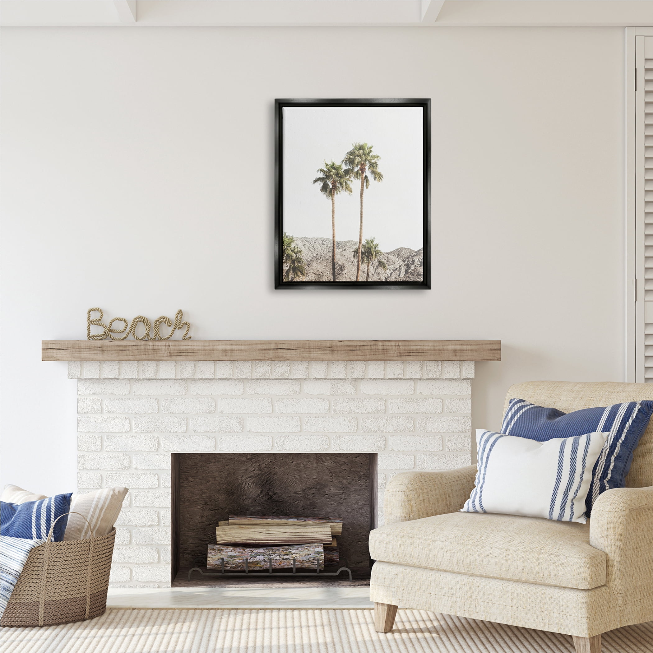 Stupell Industries Looming Palm Trees Photography Botanical & Floral Photography Black Floater Framed Art Print Wall Art, 25 x 31