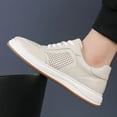 thumbnail image 6 of Men's Leather Casual Sneakers Comfort Lightweight Outdoor Loafers for Walking Flat Openwork Breathable Cushioned Shoes Beige 10 US, 6 of 7