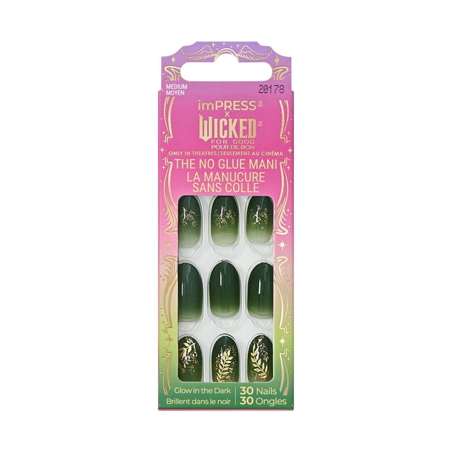 Kiss Impress Nail - Wicked - Defy Expectations - Medium - False nail - Green - 30 Nails