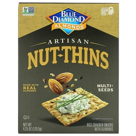 Blue Diamond, Artisan Nut-Thins, Rice Cracker Snacks, Multi-Seeds, 4.25 oz Pack of 3