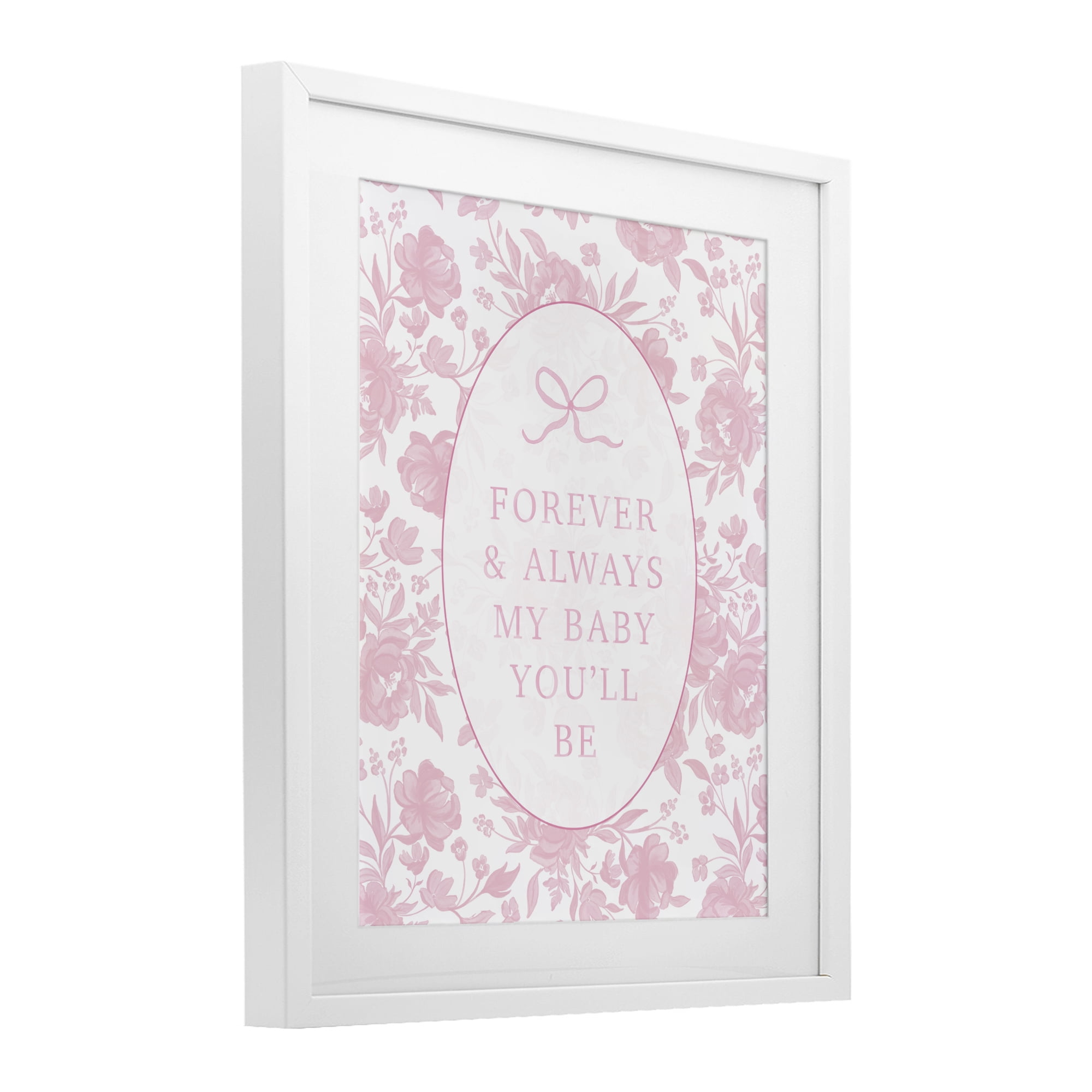 Stupell Industries Forever and Always Pink Florals White Framed Print Under Glass, design by Cherrywood Lane