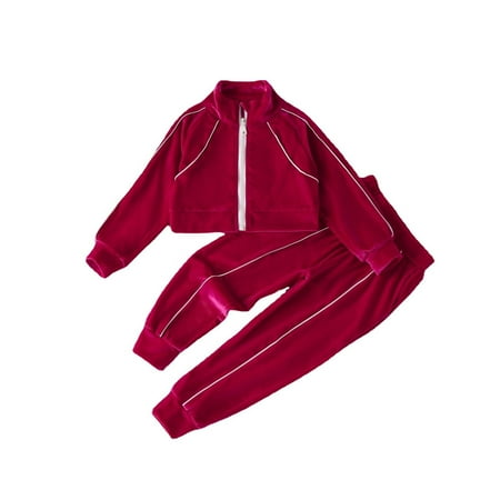 

LBECLEY Baby Wrap for Girls Toddler Kids Baby Girls Long Sleeve Velour Coat Solid Pant Trousers Outfits Set 2Pcs 3 Month Bunny Outfit Red 100