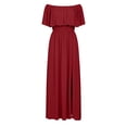 thumbnail image 4 of Karymi Off-the-Shoulder Ruffle Maxi Dress, Elastic Waist Side Split Chiffon Gown, Casual Summer Wedding Guest Beach Party Dress Summer Dresses for Women, 4 of 8