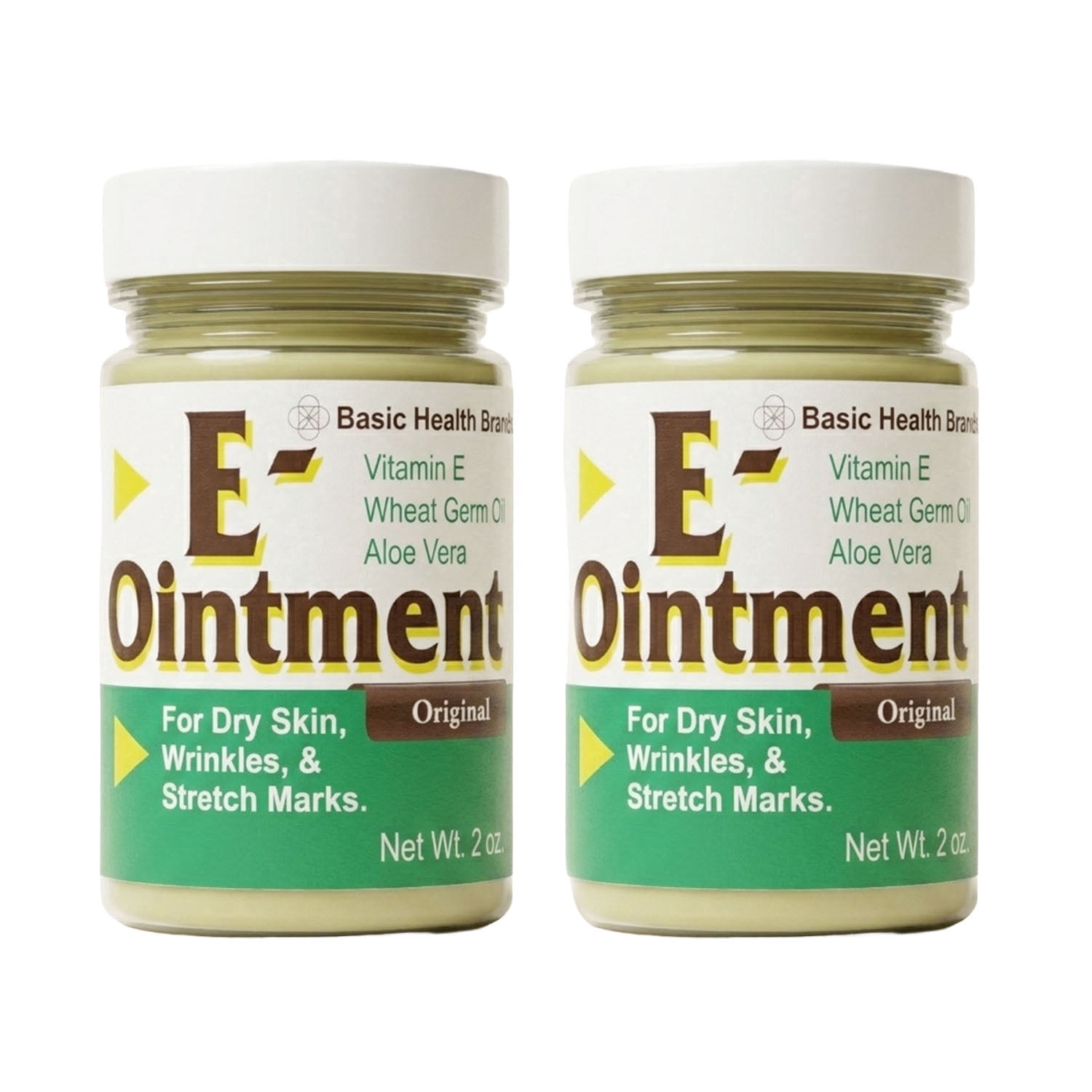 Basic Health Brands Vitamin E Ointment - Moisturizing, Reduces Scars, Stretch Marks, Fine Lines & Wrinkles - 2 Pack