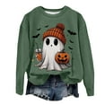 thumbnail image 5 of mgoYE Halloween Shirts for Women Long Sleeve Crewneck Casual Dressy Tops Funny Graphic Halloween Fall Fashion Outfits(Dark Green,XL), 5 of 7