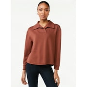 Scoop Women's Crossover Scuba Knit Polo Shirt