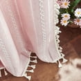 thumbnail image 3 of Linen Boho Pink Embroidered Curtains for Girls Bedroom & Nursery - 84" Long, 2 Panels, Light Filtering Farmhouse Drapes (52" W x 84" L), 3 of 18