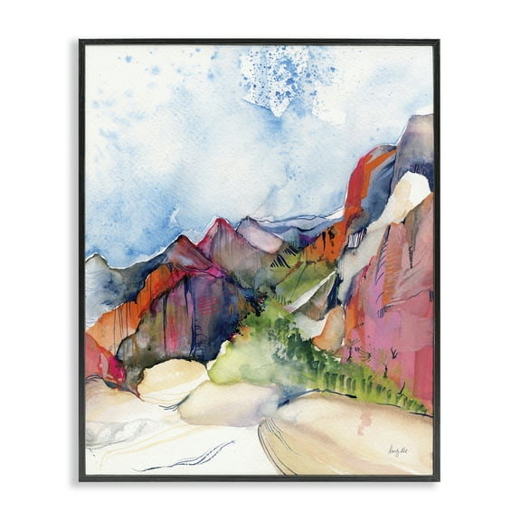 Stupell Industries Desert Days Abstraction Landscape & Nature Painting Black Framed Art Print Wall Art, 11 x 14