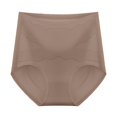 thumbnail image 1 of Gibobby Pantaletas de encaje cintura alta Ropa interior de mujer cómoda de cintura alta de seda de hielo sin rastro cintura delgada que forma la ropa interior de mujer(Café,XL), 1 of 3