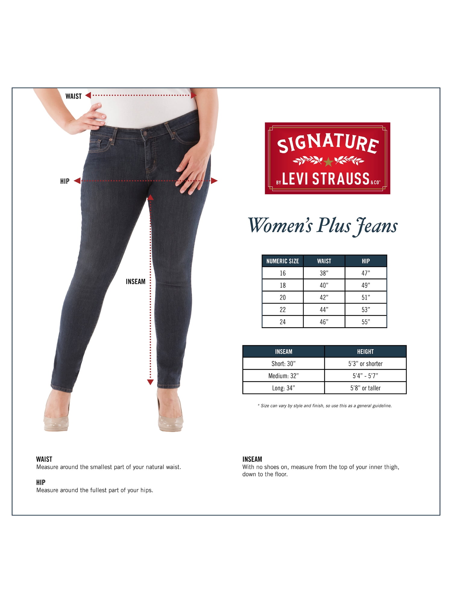 Signature by levi strauss \u0026 co size chart discount