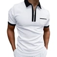 thumbnail image 2 of Polo Shirts for Men 1/4 Zipper Henley Color Block T Shirts Causal Summer Athletic Tees, 3XL, 2 of 4