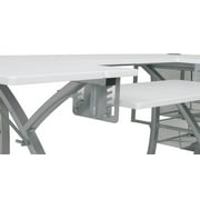Sew Ready Pro Stitch Adjustable Sewing Machine Table with 3 Storage Drawers, White/Silver