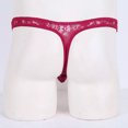 thumbnail image 4 of Mens Underwear Men Lingerie Floral Lace Semi See-through Bikini Briefs T-back Underwear, 4 of 8