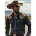 thumbnail image 4 of Men's Western Cowboy Shirts Long Sleeve Embroidered Shirts Slim Fit Casual Button Down Shirt with Pockets Shirts For Men Gray XL, 4 of 6
