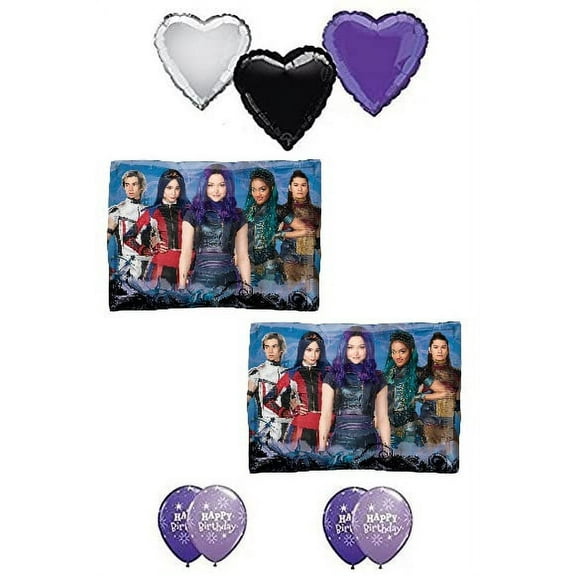 DalvayDelights Disney The Descendants #3 Happy Birthday Mylar Latex Balloons Decoration Set
