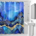 thumbnail image 4 of Ombre Blue Gold Marble Texture Fabric Shower Curtain Waves Abstract Art Washable Shower Curtains for Bathroom, Waterproof Bath Curtain with Hooks Home Decor 36x72in, 4 of 8
