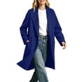 thumbnail image 2 of cocolona Trench Coat for Women Open Front Long Sleeve Solid Color Long Jacket Notch Lapel Lined Fall Winter Wool Coat with Pockets, 2 of 7