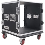 Sound Town 10U PA/DJ Rack/Road Case, 10-Space, with 21” Rackable Depth, Casters, Plywood, Metal Ball Corners - Pro Tour Grade (STRC-10UW)