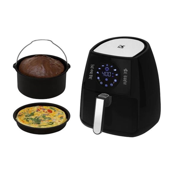Restored KALORIK 3.2 QUART DIGITAL AIR FRYER WITH BAKING PAN AND PIE PAN, BLACK (Refurbished)