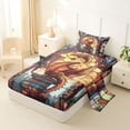 thumbnail image 2 of Feelyou Church Dragon Twin Sheet Sets for Men Boys, Magical Floral Animal Bedding, Orange Gold, 3-Piece, 2 of 5