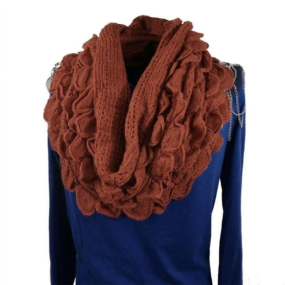 K-Cliffs Juniors-Women, One Size 100% Knitted Ruffle Infinity Scarf, Acrylic