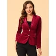 thumbnail image 2 of Chaqueta De Terciopelo De Oficina Frontal Con Botón De Solapa Con Muesca Vintage Para Mujer borgoña M, 2 of 6