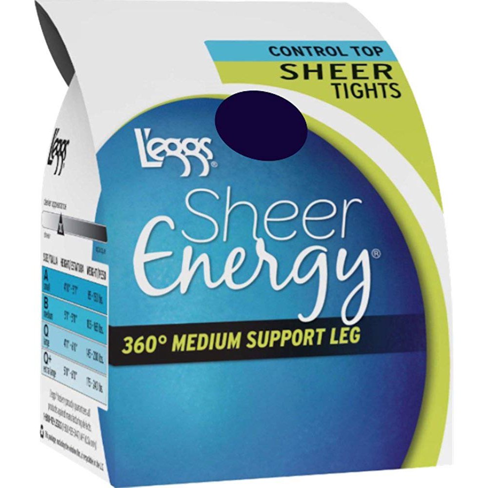 Sheer Energy Leggs Sheer Energy Control Top Sheer Tights, Q, Navy