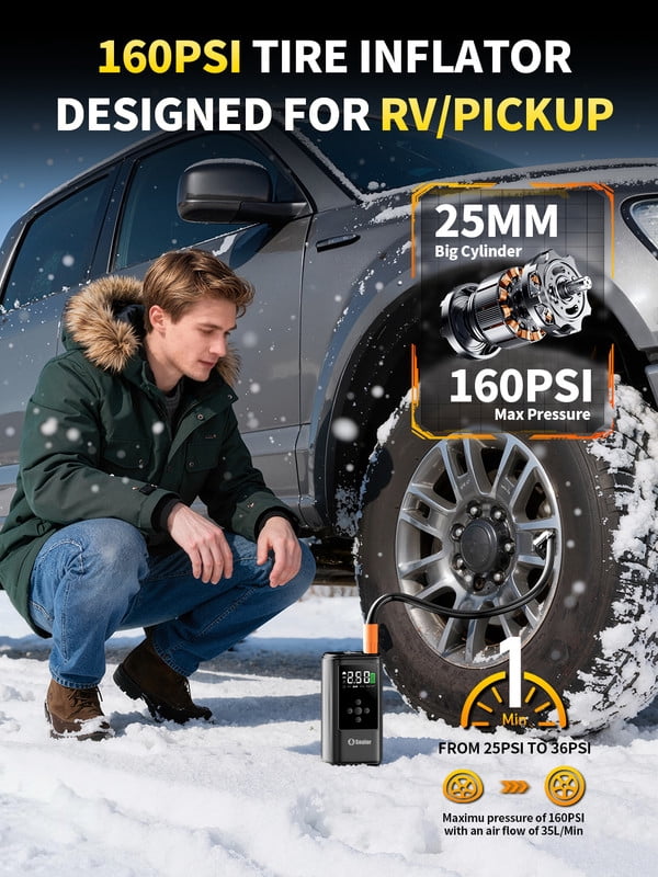 Jump Starter with Air Compressor, 1000A 12V Jump Box for 5.0L Gas or Up to 3.5L Diesel Car Battery, 150PSl Digital Tire Inflator with Emergency Light