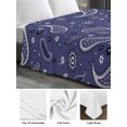 thumbnail image 4 of Twin Flat Sheet Only Dark Blue Paisley Pattern Soft Microfiber Cooling Bedding Sheets White Seamless Floral Art Flat Bed Sheet for Hotel,Home Decor, 4 of 6