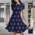 thumbnail image 2 of Freemason Pattern Gold Blue Square And Compass Women's Classic Swing Skater Dress Casual Work Party Cocktail Dresses, 2 of 6