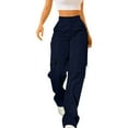 thumbnail image 1 of Ploknplq Cargo Pants Women,Hiking Pants Women,Pantalones Cargo Para Mujer,Elastic Waist Pockets Straight Pants Cargo Long Trousers,Drawstring Cargo Pants for Women,Camo Jeans Women Navy 2XL, 1 of 8