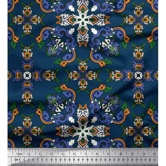 Soimoi Poly Georgette Fabric Floral & Paisley Kaleidoscope Print Fabric by The Yard 42 Inch Wide