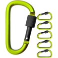 thumbnail image 1 of Set Of 5 Large Screw Carabiners For Attaching Equipment, Aluminium, 8 Cm, Light Green, Black, Set Of 5., 1 of 4