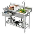 thumbnail image 4 of TidBay 39-Inch Stainless Steel Sink with Drawer, Bottom Shelf, Free Standing Utility Sink with Cold Hot Water Faucet Hose, Single Bowl Sink for Indoor, Outdoor, Kitchen, Laundry Room, 4 of 6