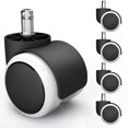 thumbnail image 1 of Pack de 5 Roulettes de Chaise de Bureau 11x22mm - Roues de Chaise Pivotantes de Remplacement Blanches, 1 of 5