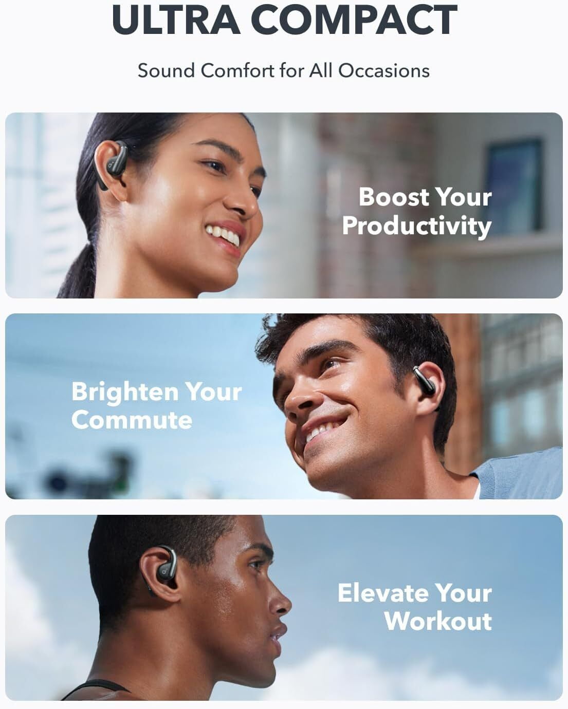 Soundcore by Anker, AeroFit Open-Ear Headphones, Ultra Comfort, Snug Fit, Ergonomic Ear Hook, Balanced Sound, IPX7 Waterproof, 42H Playtime, Bluetooth 5.3, App Control, Clear Calls, Wireless Earbuds