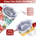 thumbnail image 5 of 40oz Pioneer Colorful Floral Stainless Steel Flip Straw Tumbler with Lid and Straw Spill Proof Travel Cup Double Wall Vacuum Insulated Coffee Mug with Handle Red, 5 of 7