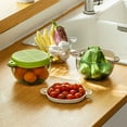 thumbnail image 4 of Lavabo de verduras Ounissouiy de doble capa con cesta de drenaje y almacenamiento color marrón, 4 of 6