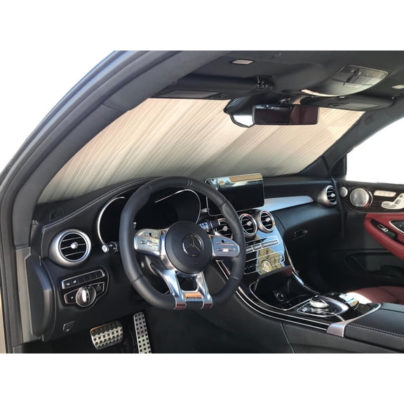HeatShield, The Original Windshield Sun Shade, Custom-Fit for Mercedes-Benz C300 Coupe w/ Exterior Lighting Package but no Driver Assistance Package 2019, 2020, 2021, Silver Series
