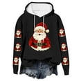 thumbnail image 5 of Yteetum Christmas Hoodies for Women Oversized Christmas Santa Claus Print Long Sleeved Fleece Hooded Sweatshirts Pullover Tops Womens Xmas Graphic Loose Drop-Shoulder Fleece Hoodies Fall Winter, 5 of 5