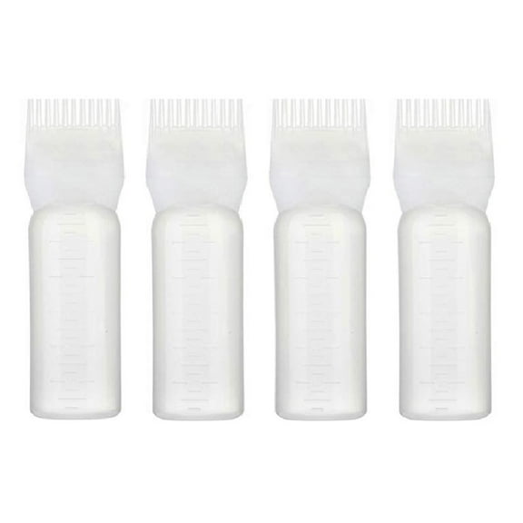 EZPRO USA Root Comb Applicator Squeeze Bottle for Hair Color and Oils, 7 Ounce with Measurements, Hair Coloring, Dye and Scalp Treatment Essential, 7 oz Comb Bottles, 200ml, Pack of 4
